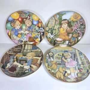 Franklin Mint Carol Lawson Collectors Plates Lot of 4 Teddy Bears Limited Ed